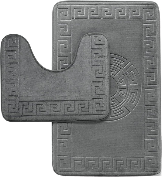 Greek Key Memory Foam Bath Mat Set – 2 Piece