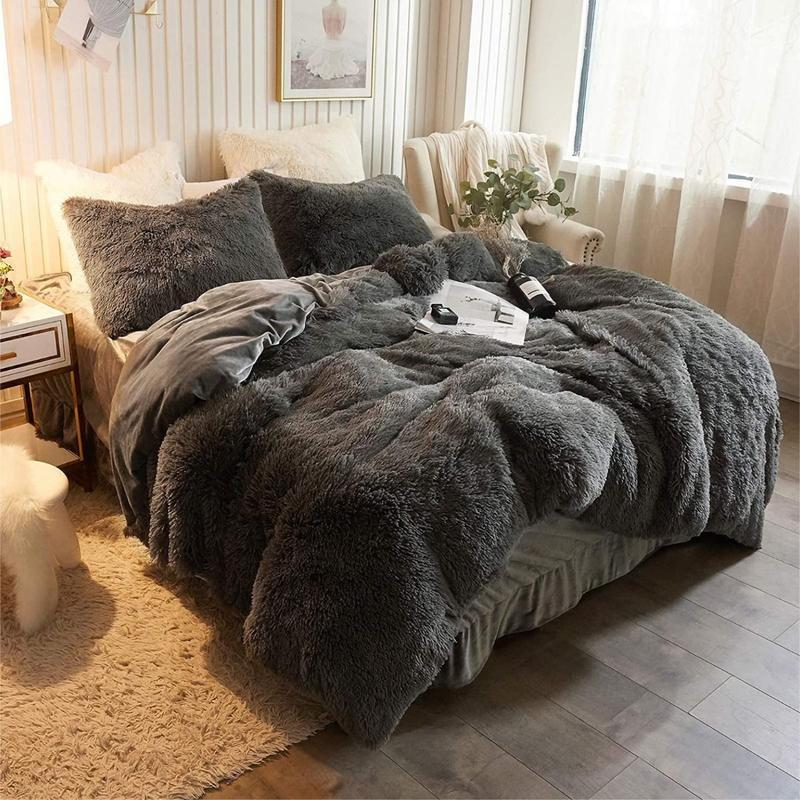 Sherpa fleece duvet set colour option