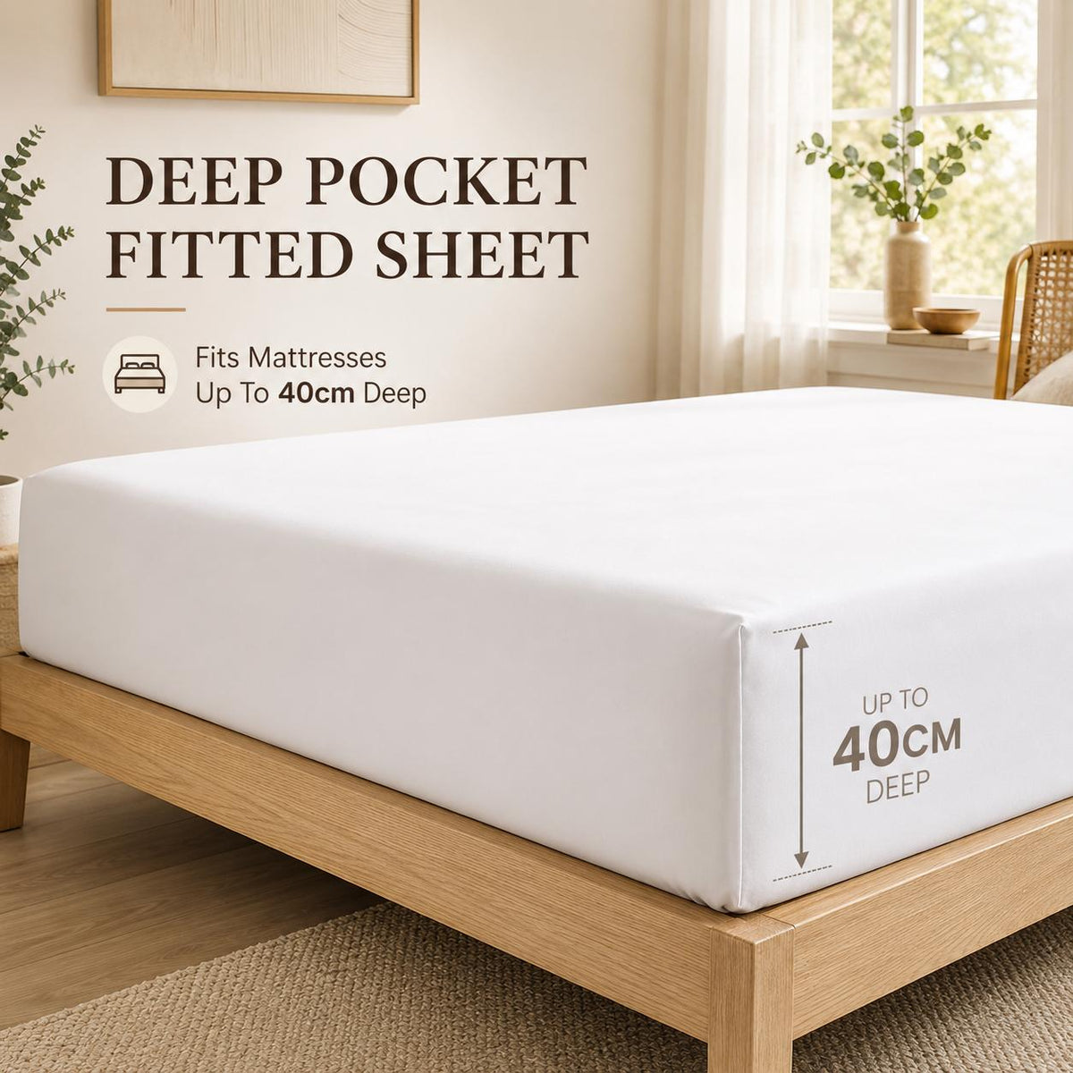 Extra Deep Fitted Sheet 40cm – Brushed Microfibre