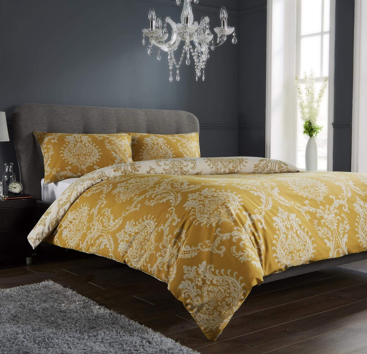 Royal Damask Reversible Duvet Cover Set